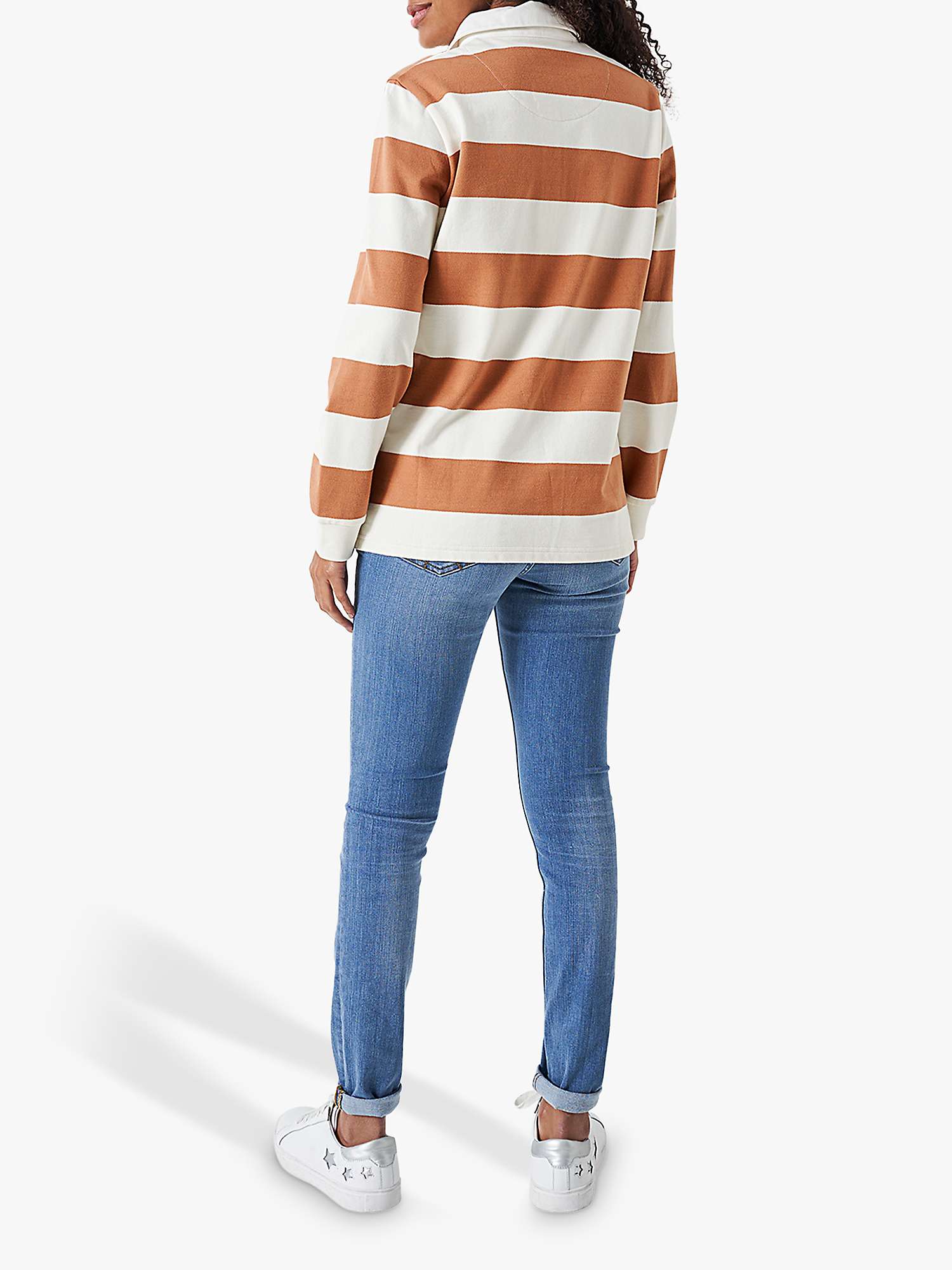 Buy Crew Clothing Anouk Stripe Rugby Shirt, Light Brown Online at johnlewis.com