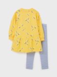 Crew Clothing Kids' Bee Print Tunic Top & Stripe Leggings Set, Yellow