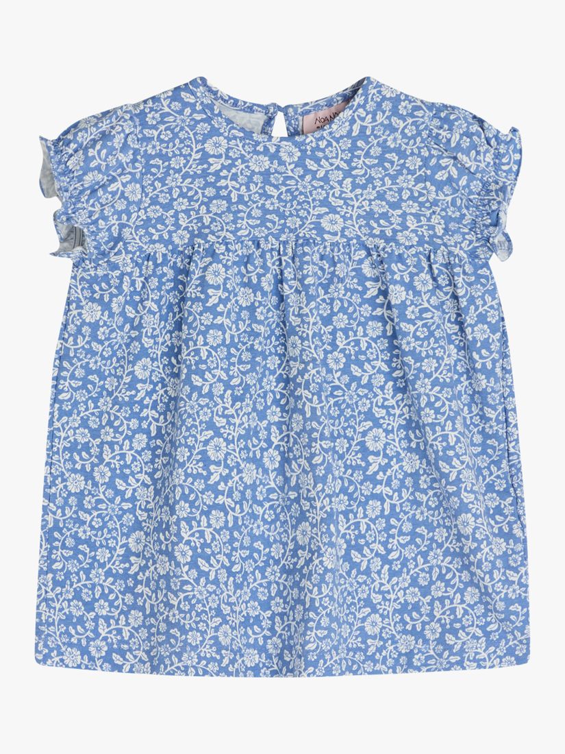 Noa Noa Miniature Kids' Organic Cotton Flourish Floral Dress, Blue at ...