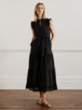 Boden Cotton Tiered Ruffle Sleeve Maxi Dress, Black