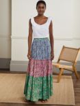Boden Lorna Floral Print Tiered Maxi Skirt, Formica Pink