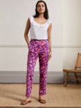 Boden Pull On Floral Print Trousers, Strawberry