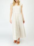 Somerset by Alice Temperley Gingham Flared Midi Dress, Cream/Sand