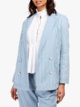 Somerset by Alice Temperley Striped Double Breasted Denim Blazer, Blue