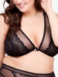 Oola Lingerie Zig Zag Lace Underwired Bra, Black, Black