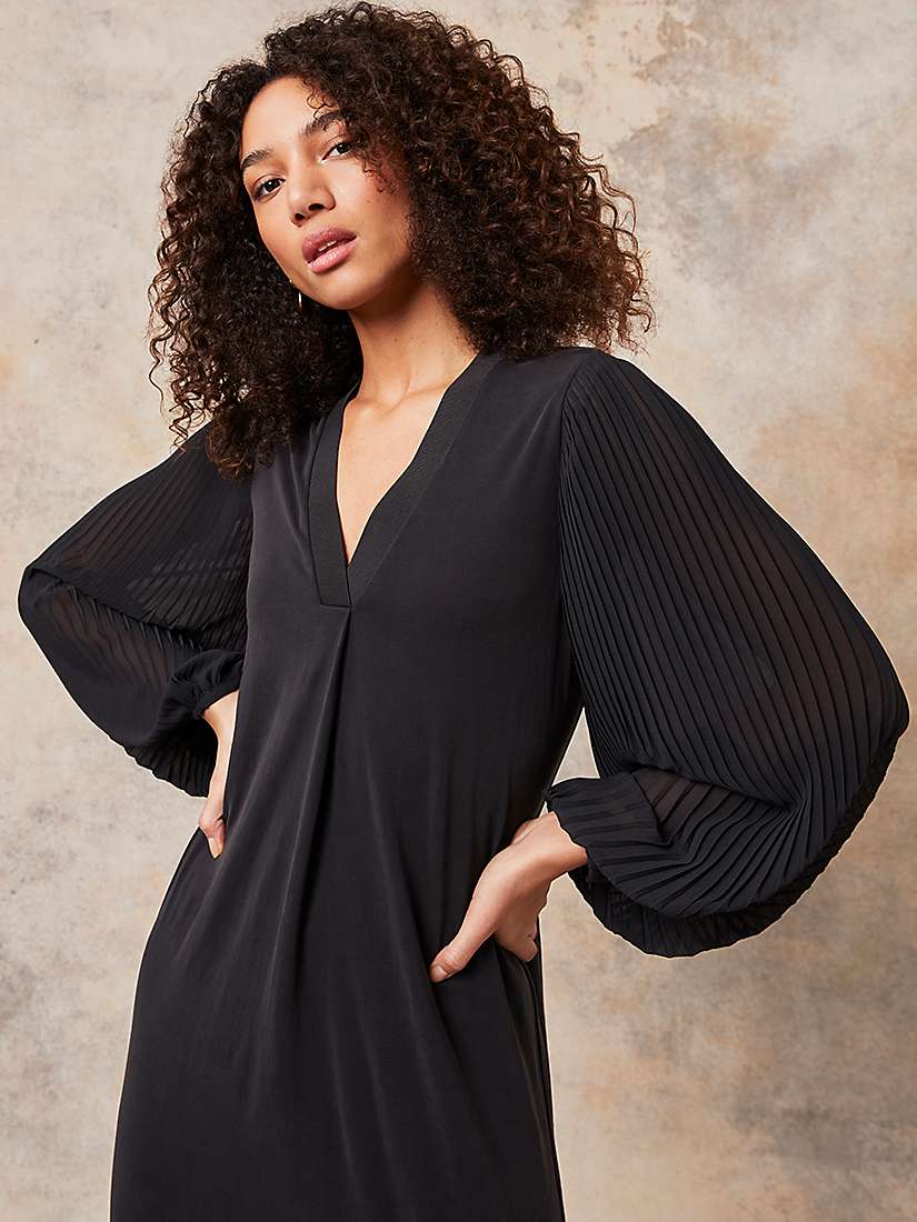 Buy Mint Velvet Pleated Sleeve Relaxed Fit Midi Dress, Dark Grey Online at johnlewis.com