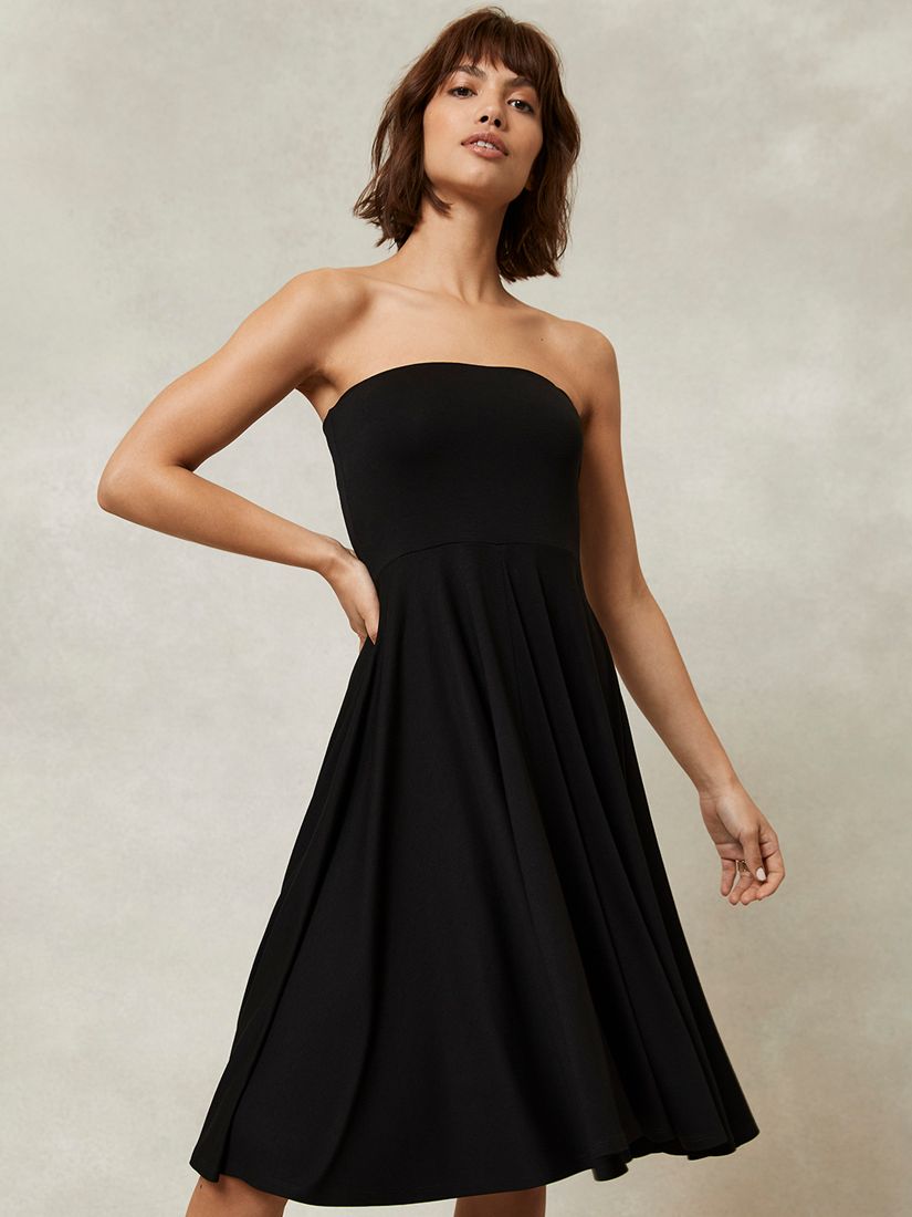 Black Strapless Velvet Bodice Dress