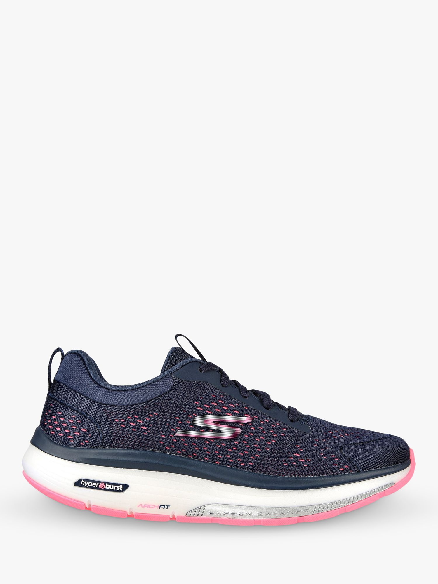 Skechers Go Walk Arch Fit Walker Trainers, Navy/Hot Pink at Lewis & Partners