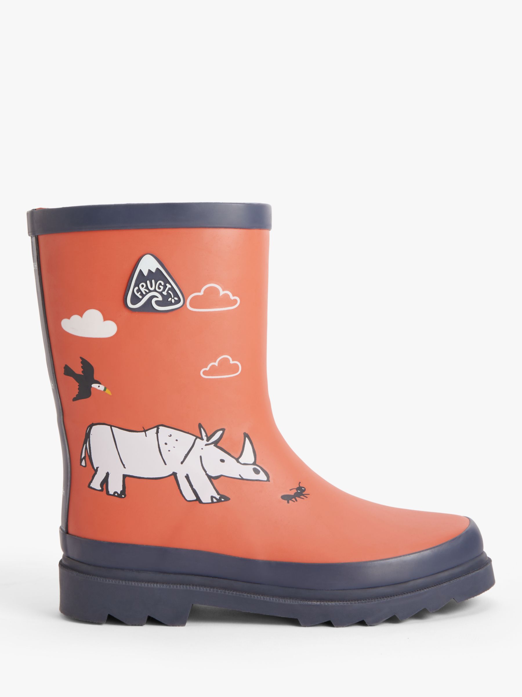 Frugi Kids' Puddle Buster Wellington Boots, Rhino Friends at John Lewis ...