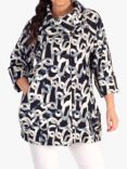 chesca Abstract Print Coat, Navy/Grey