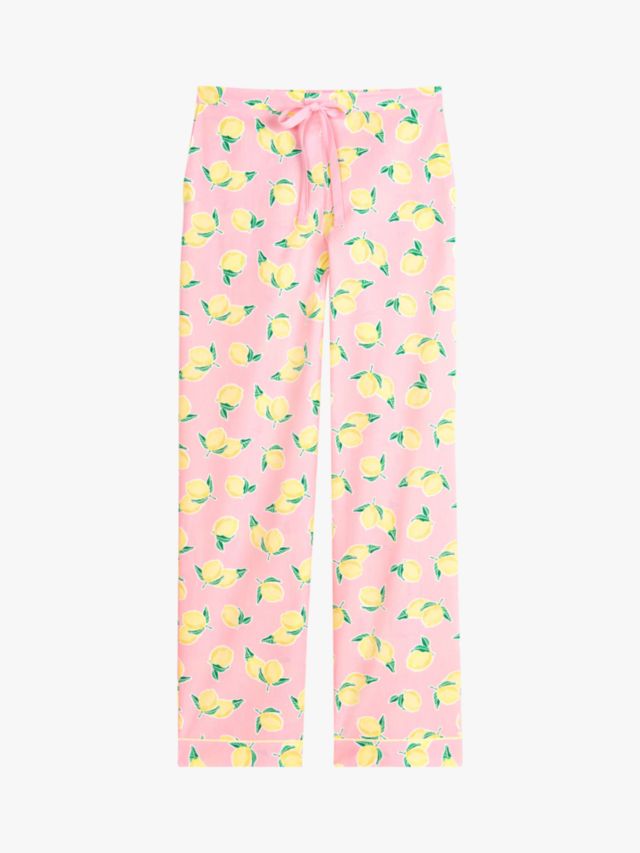 HUSH Isla Lemon Print Cotton Pyjama Bottoms Pink Yellow XXS Regular