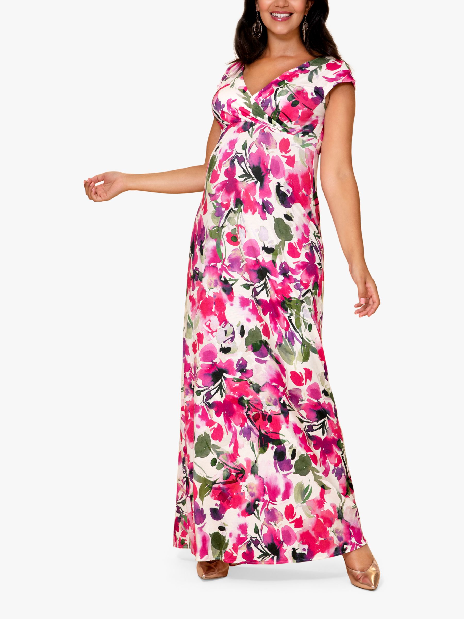 Tiffany Rose Alana Floral Print Maternity Maxi Dress, Fuchsia/Multi at ...