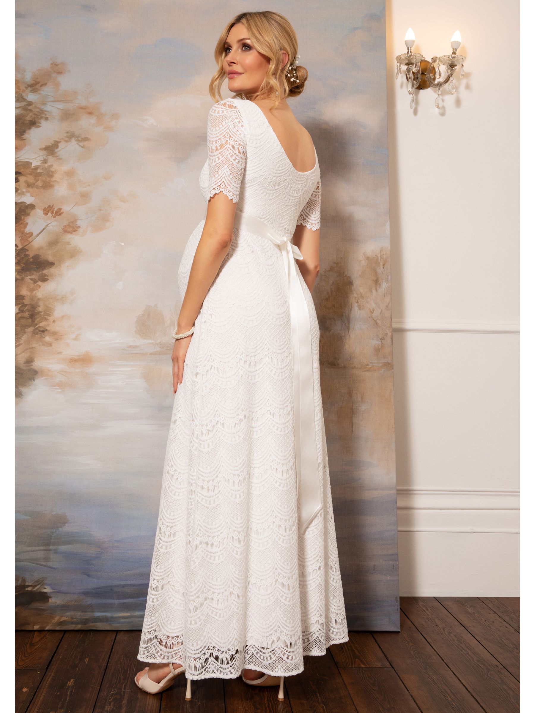Tiffany Rose Verona Maternity Floral Lace Wedding Dress, Ivory at John ...