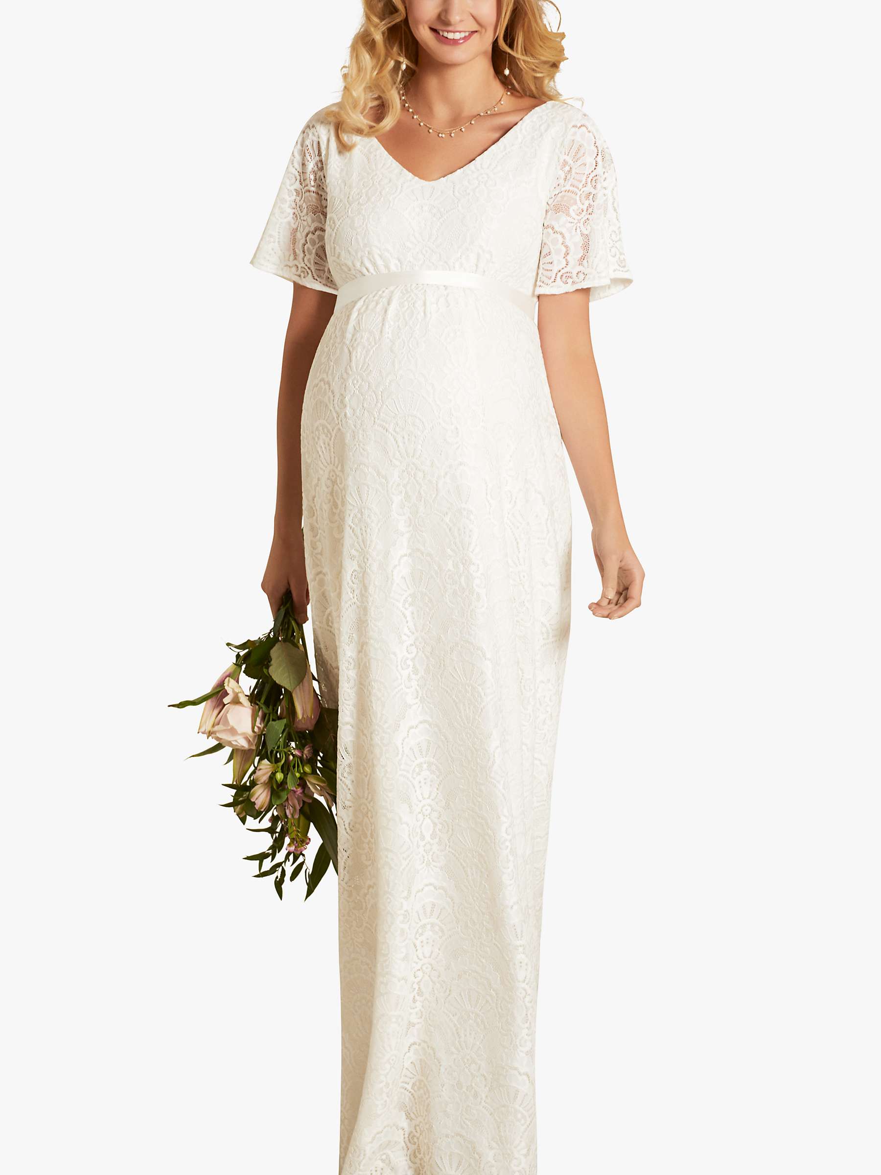 Buy Tiffany Rose Edith Floral Lace Kimono Sleeve Maternity Wedding Dress, Ivory Online at johnlewis.com