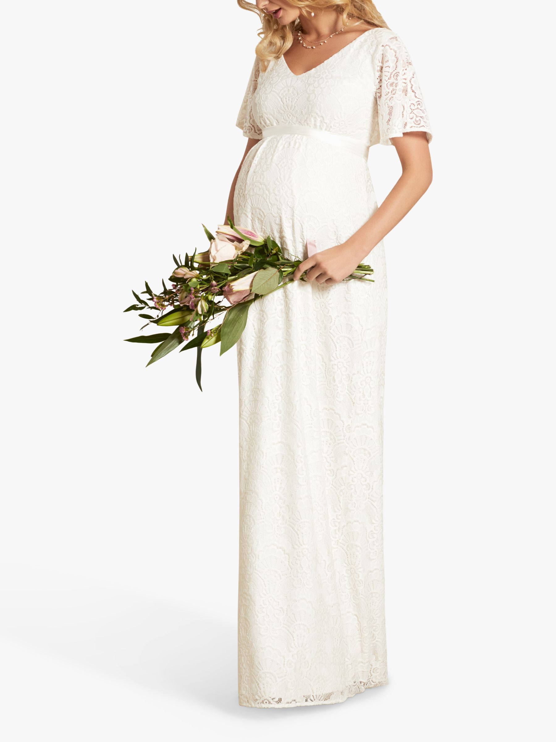 Tiffany Rose Edith Floral Lace Kimono Sleeve Maternity Wedding Dress, Ivory  at John Lewis & Partners