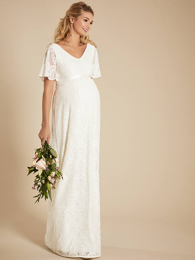 Tiffany Rose Edith Floral Lace Kimono Sleeve Maternity Wedding Dress, Ivory