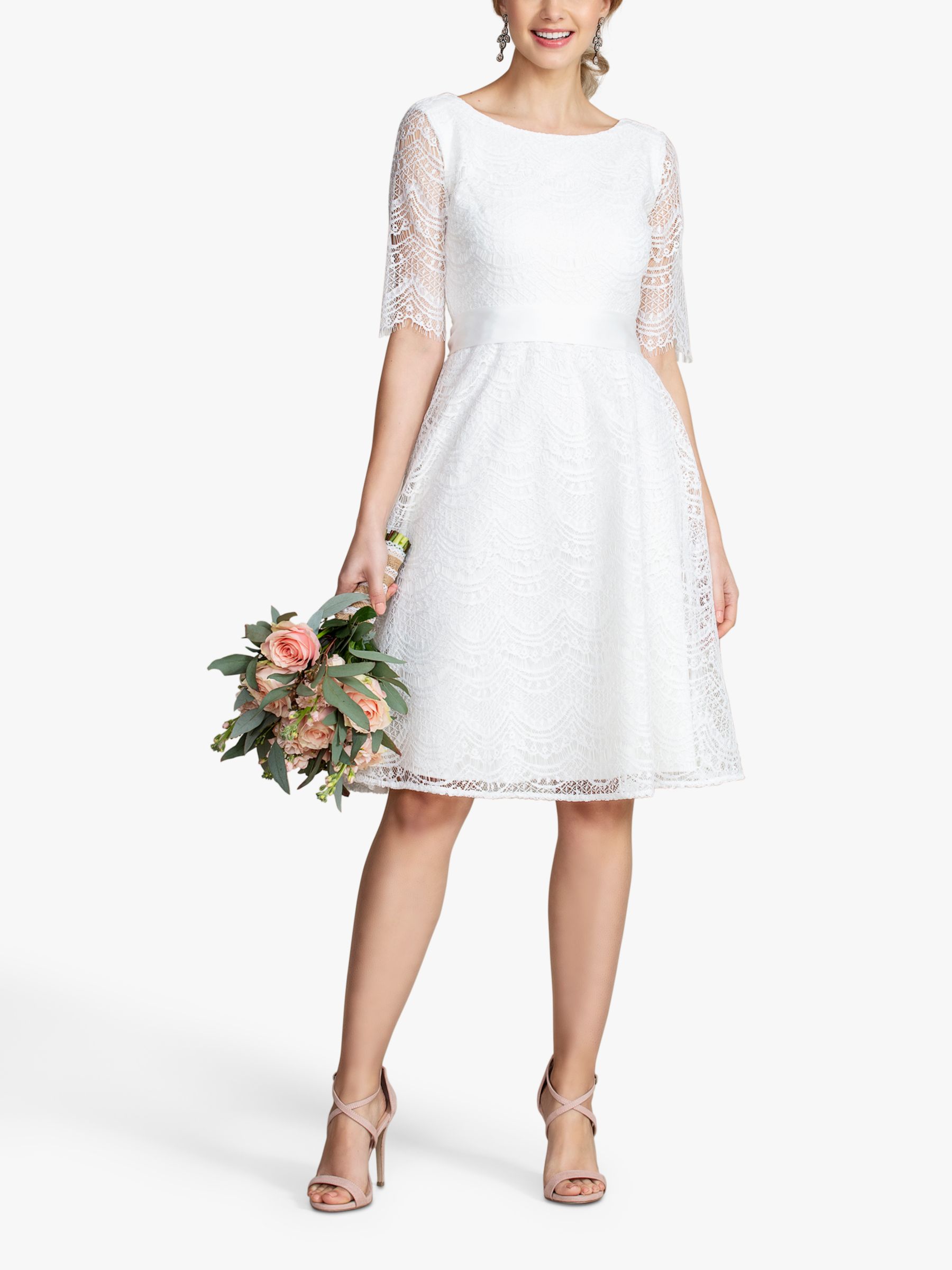 Alie Street Evie Lace Knee Length Wedding Dress, Ivory, 6-8