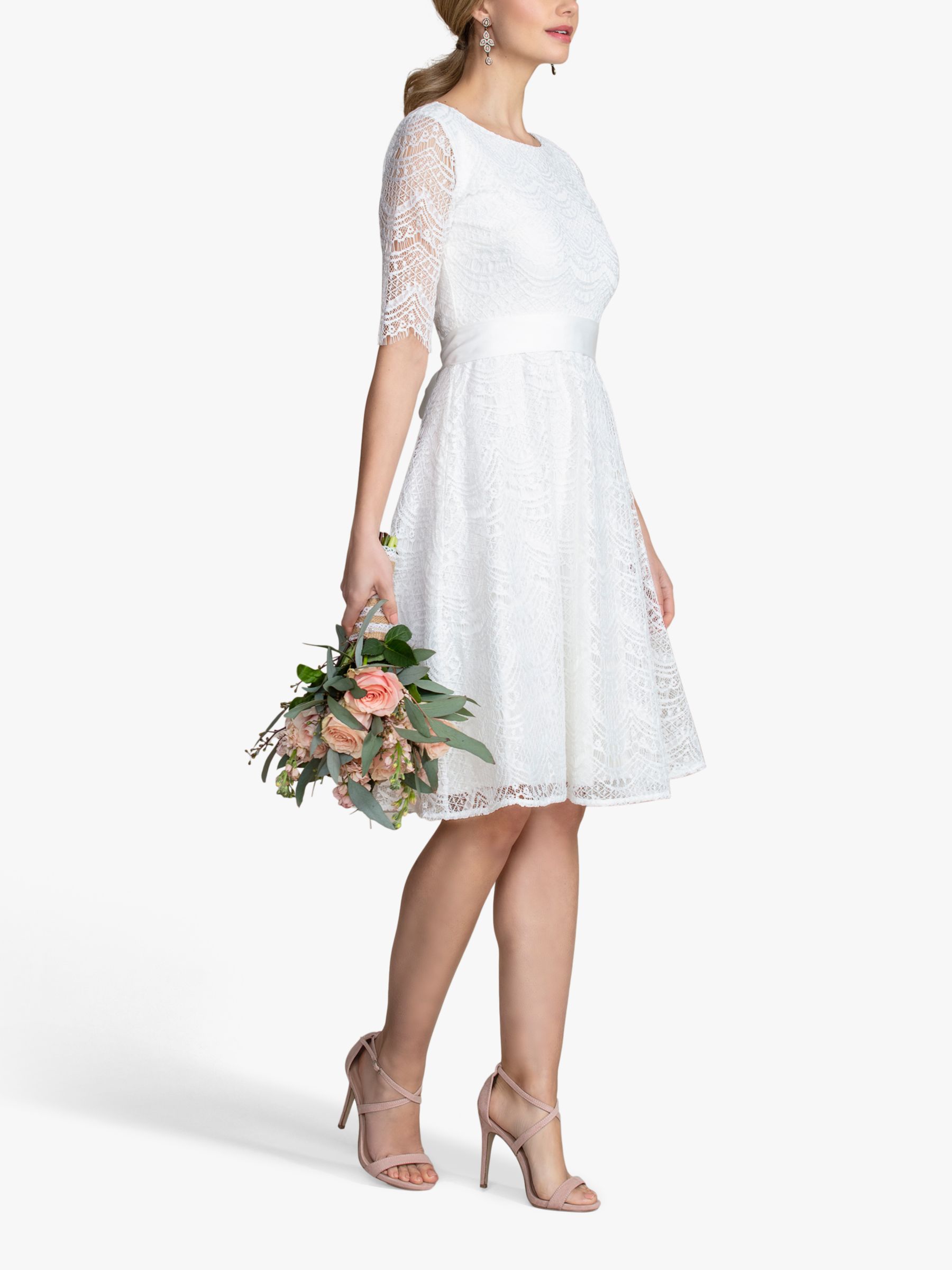 Alie Street Evie Lace Knee Length Wedding Dress, Ivory, 6-8