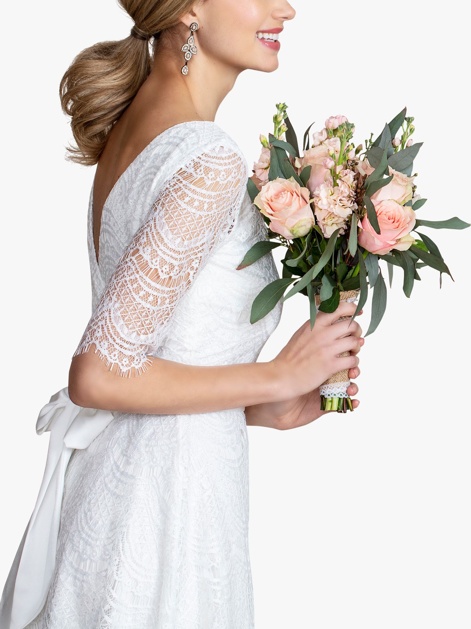 Buy Alie Street Evie Lace Knee Length Wedding Dress, Ivory Online at johnlewis.com