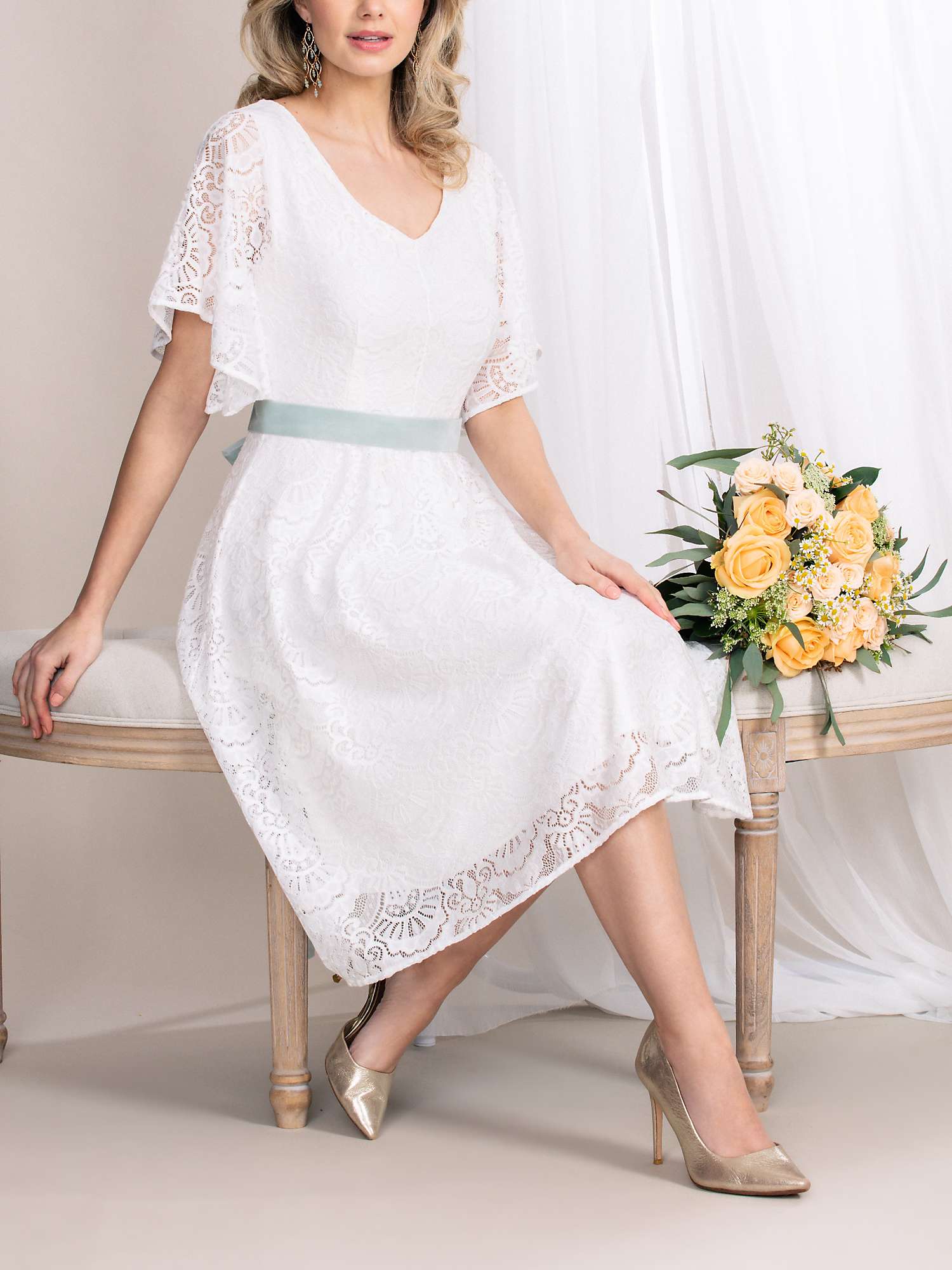 Buy Alie Street Beth Lace Kimono Sleeve Wedding Dress, Ivory Online at johnlewis.com