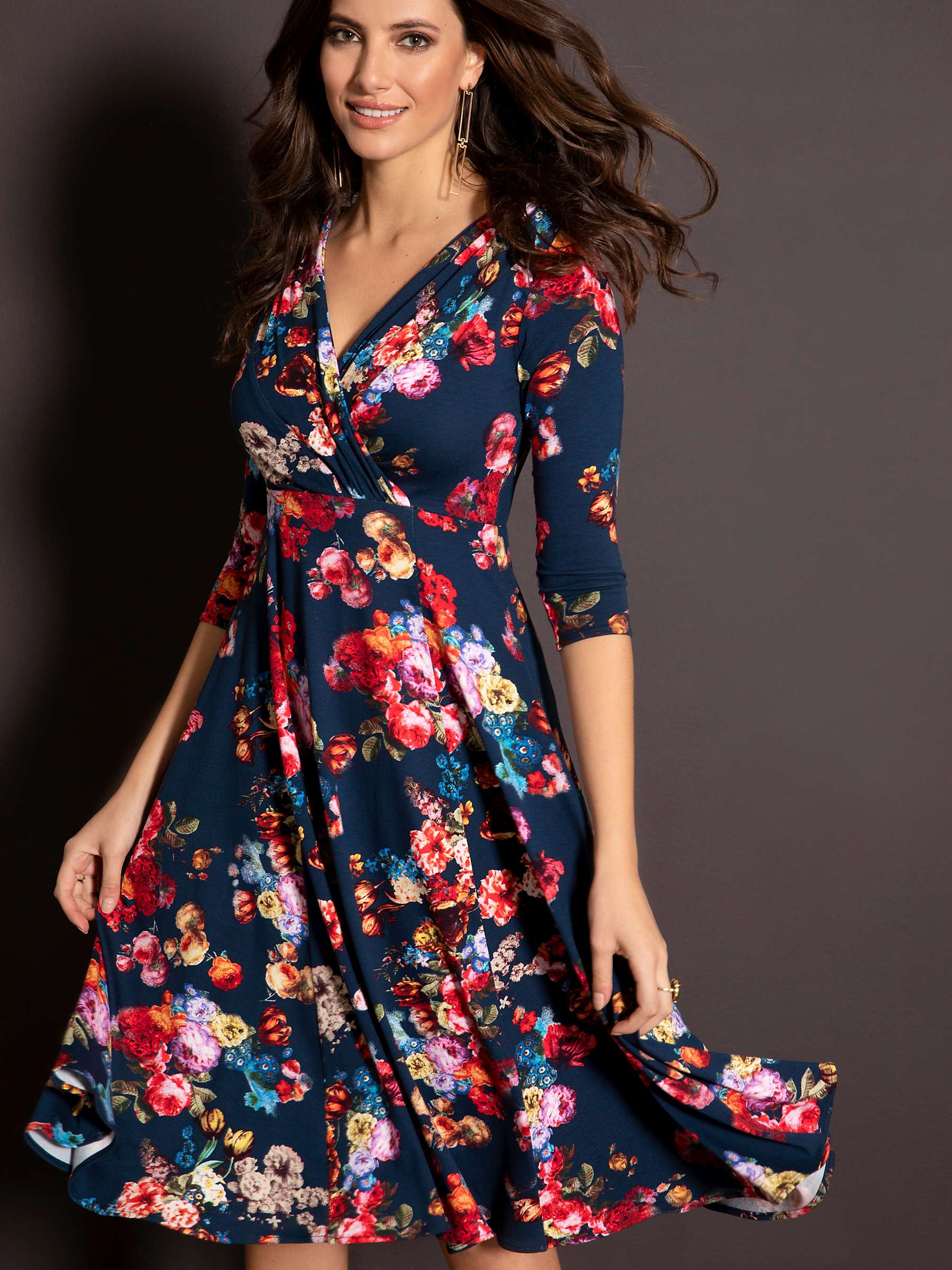 Buy Alie Street Annie Wrap Over Bodice Floral Midi Skirt, Midnight Garden Online at johnlewis.com