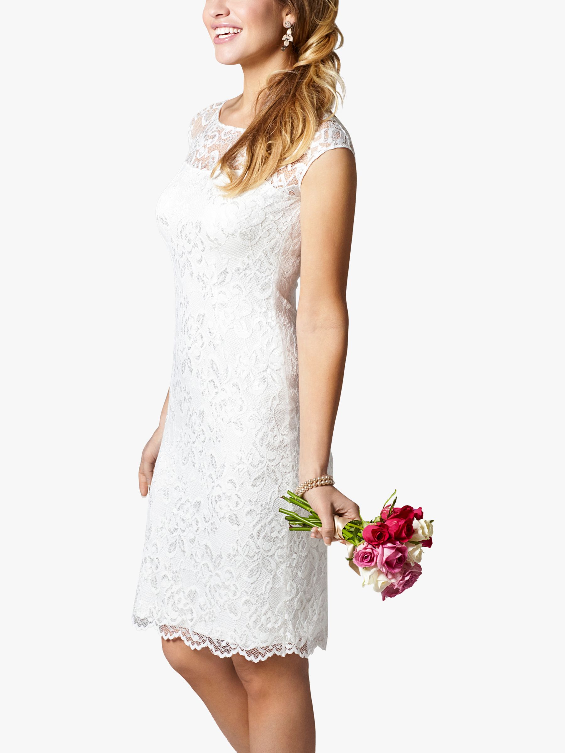 Alie Street Amber Floral Lace Knee Length Wedding Dress, Ivory, 6-8