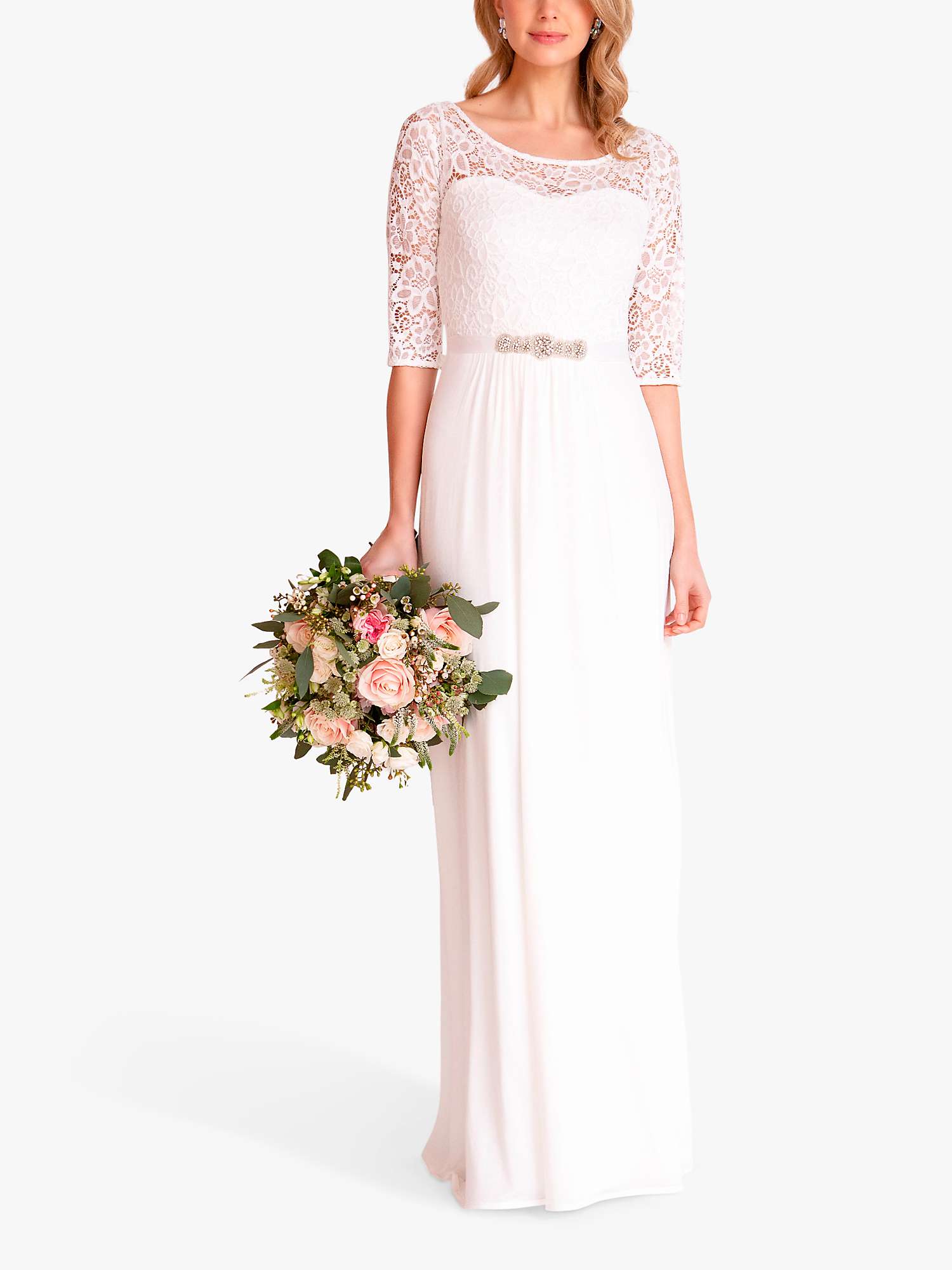 Buy Alie Street Adrianna Floral Lace Bodice Wedding Dress, Belt Sold Separately, Ivory Online at johnlewis.com
