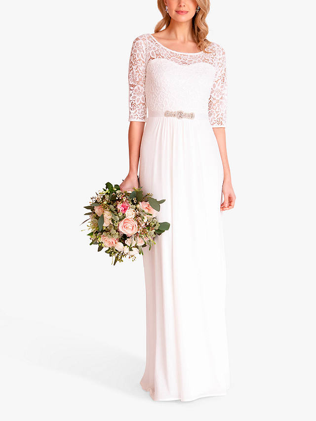 Alie Street Adrianna Floral Lace Bodice Wedding Dress, Belt Sold Separately, Ivory
