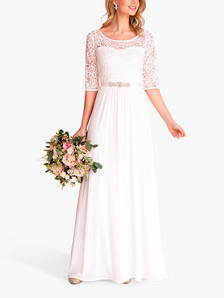 Alie Street Adrianna Floral Lace Bodice Wedding Dress, Belt Sold Separately, Ivory