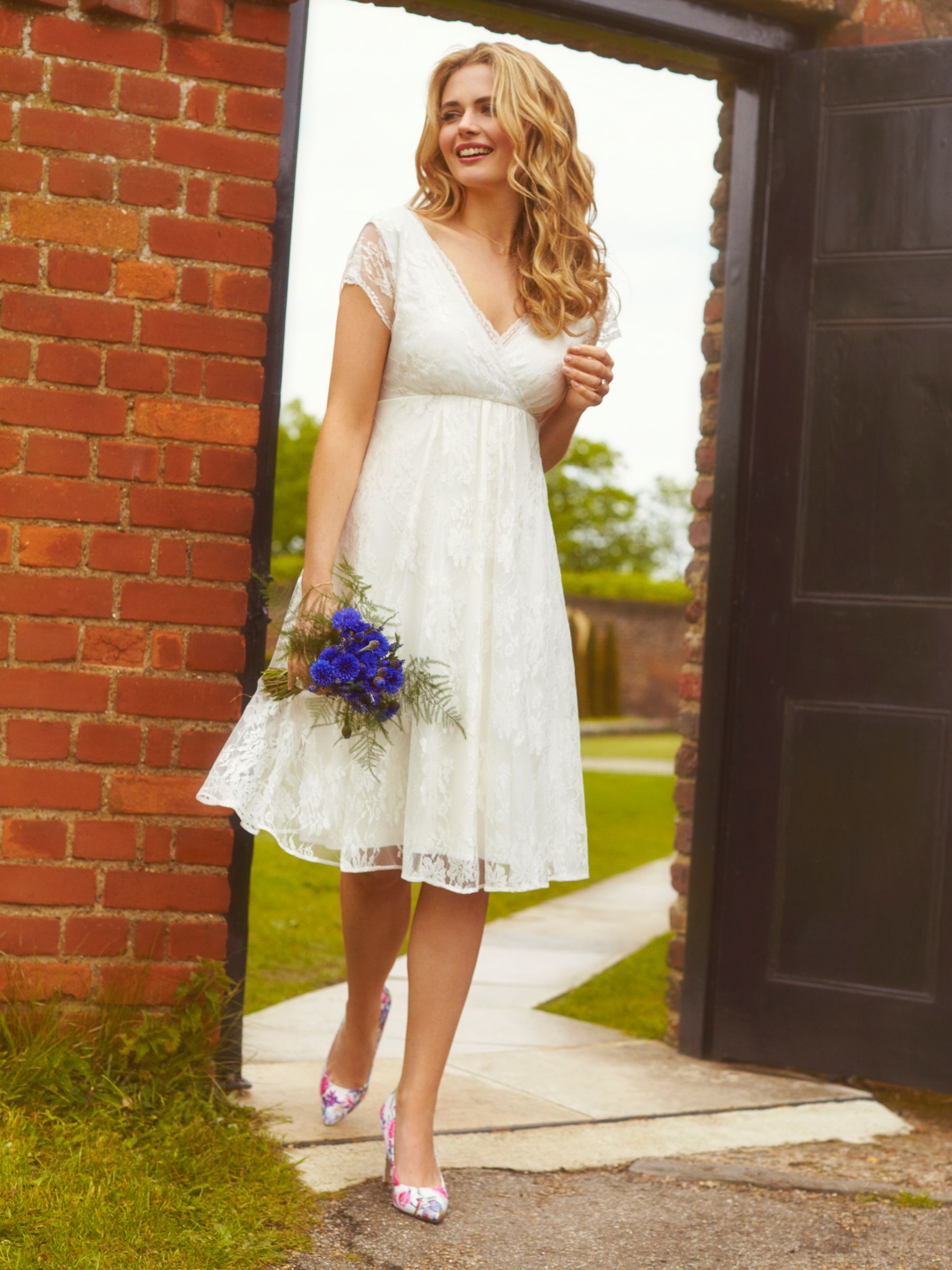 Wedding Reception Dress with Trail,Tea length wedding dress,short bridal  dress