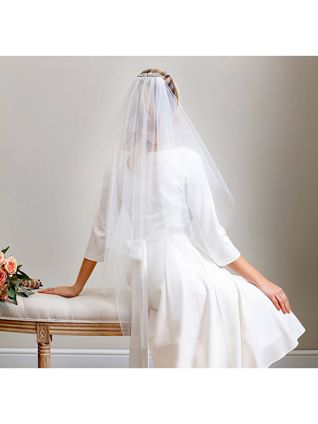 Alie Street Cut Edge Two Tier Short Wedding Veil, Ivory