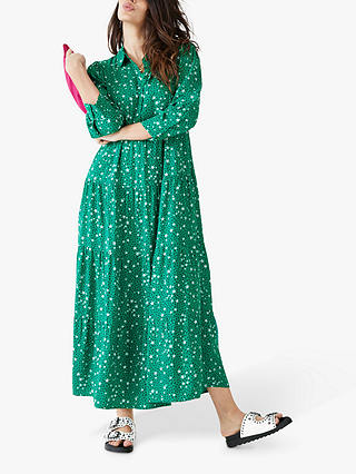 HUSH Azalea Star Print Tiered Maxi Dress, Green
