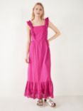 HUSH Alena Broderie Detail Maxi Dress, Vibrant Pink