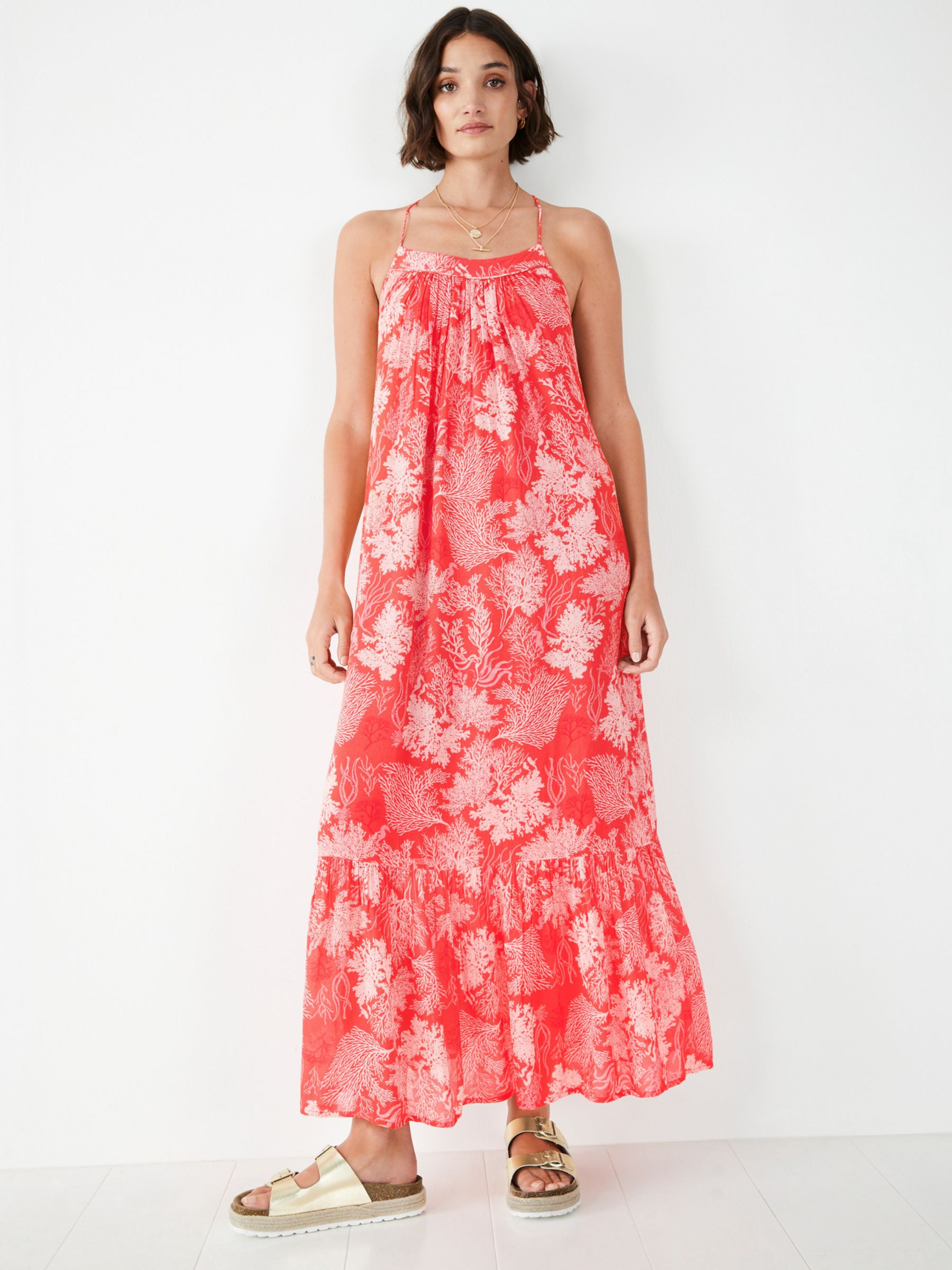 hush Valencia Coral Reef Maxi Dress, Pink/Multi at John Lewis & Partners