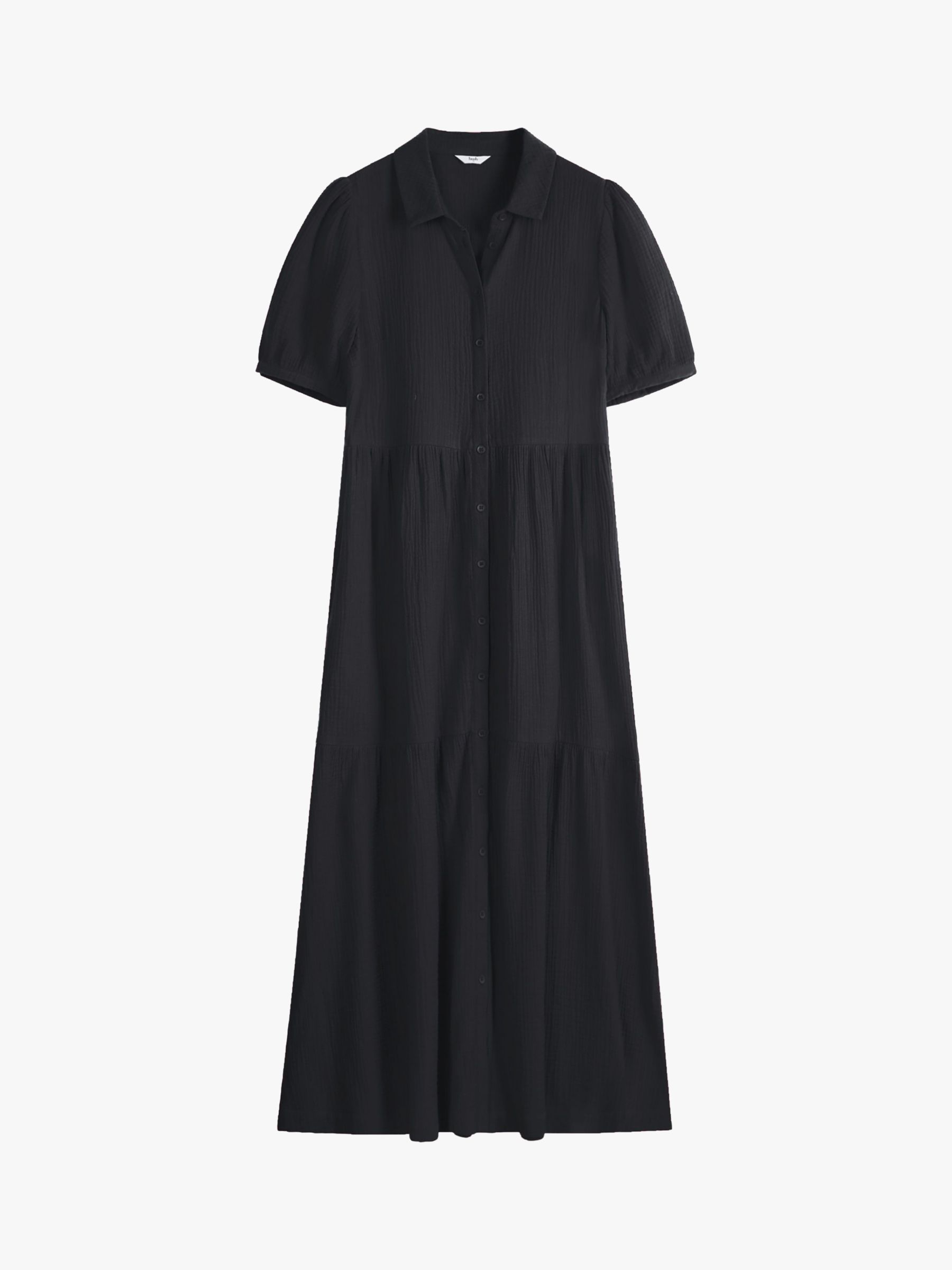 hush Clancy Textured Midi Shirt Dress, Black, 4