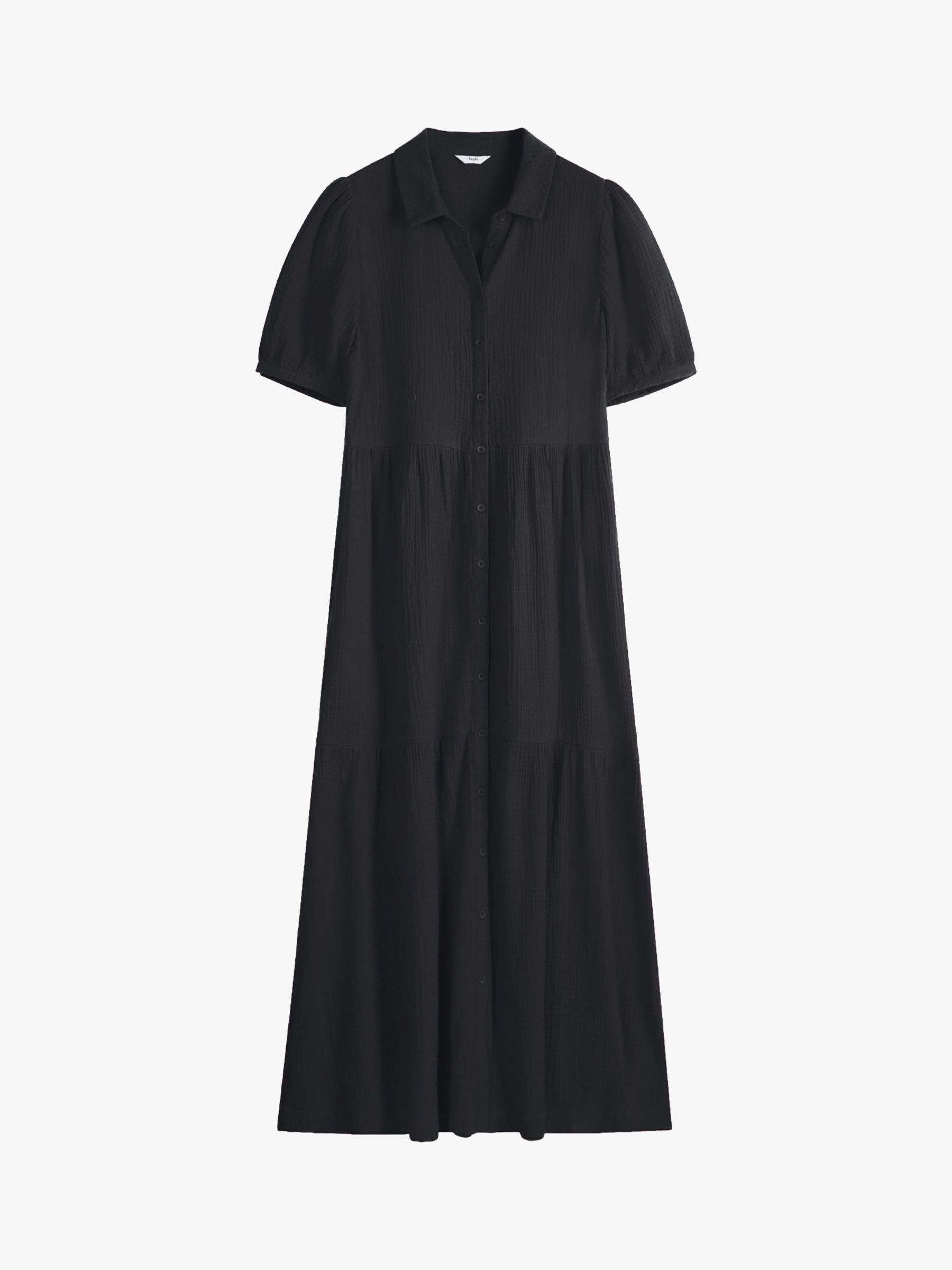 hush Clancy Textured Midi Shirt Dress, Black at John Lewis & Partners