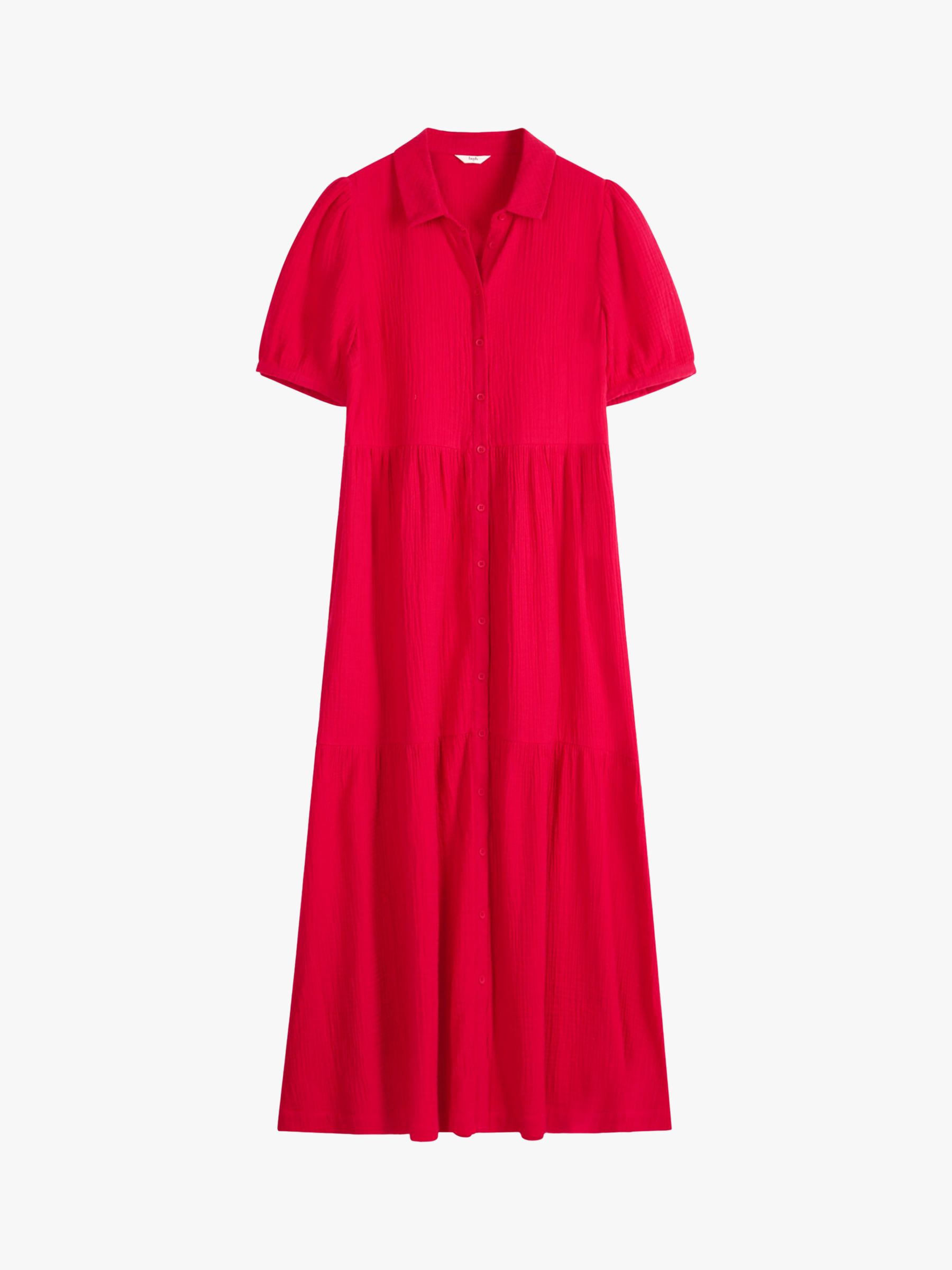 hush Clancy Textured Midi Shirt Dress, Red at John Lewis & Partners