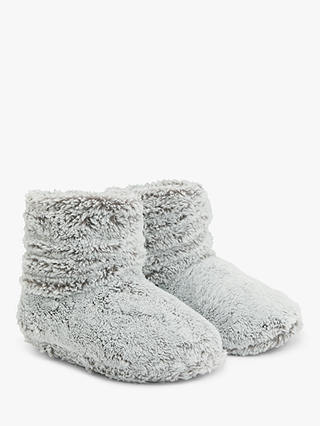 John Lewis High Pile Fleece Slipper Boots, Grey