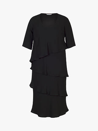 chesca Layered Midi Dress, Black