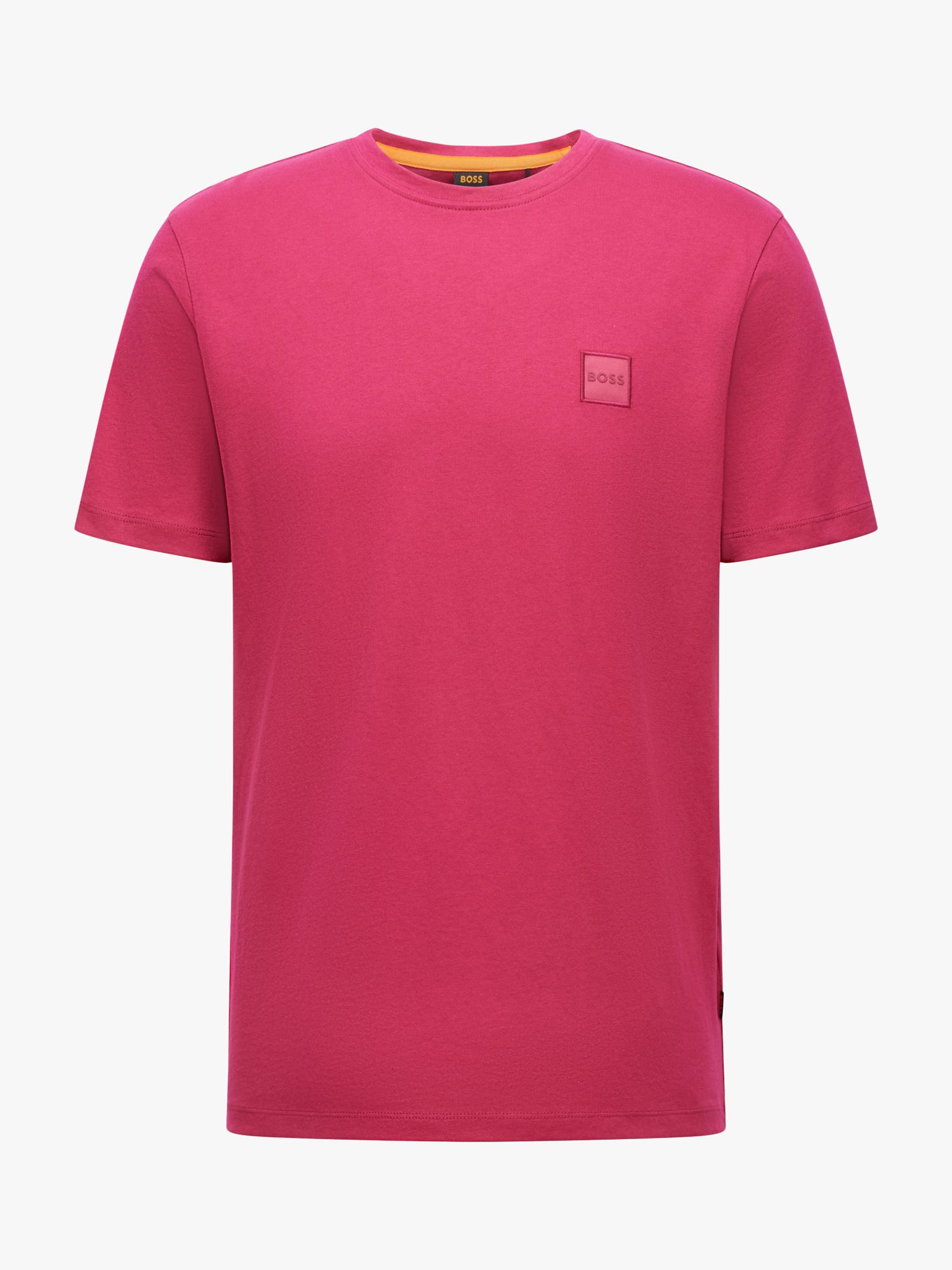 BOSS Tales Tonal Logo T-Shirt, Bright Pink at John Lewis & Partners