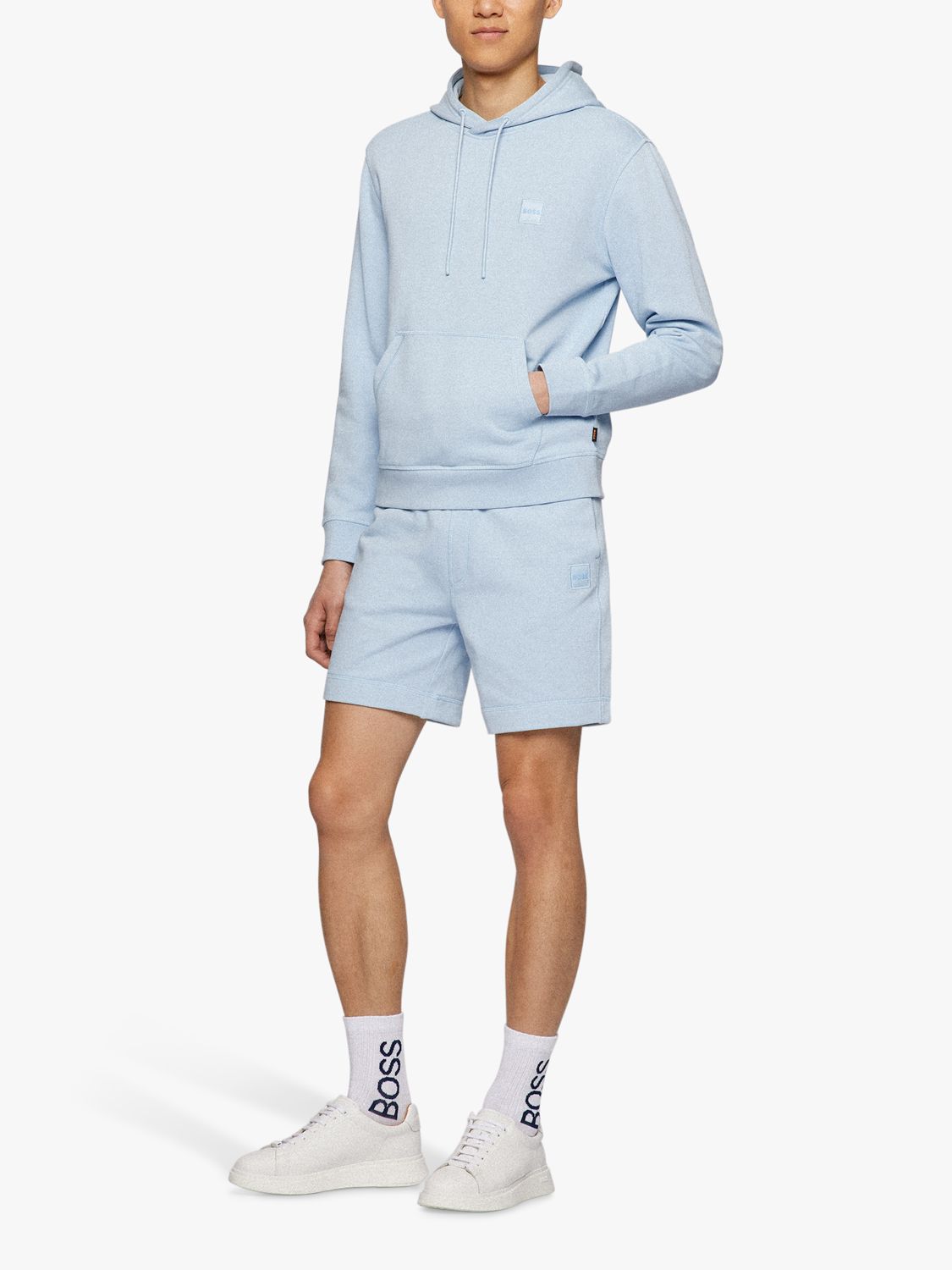 BOSS Wetalk 1 Overhead Hoodie, Open Blue at John Lewis & Partners