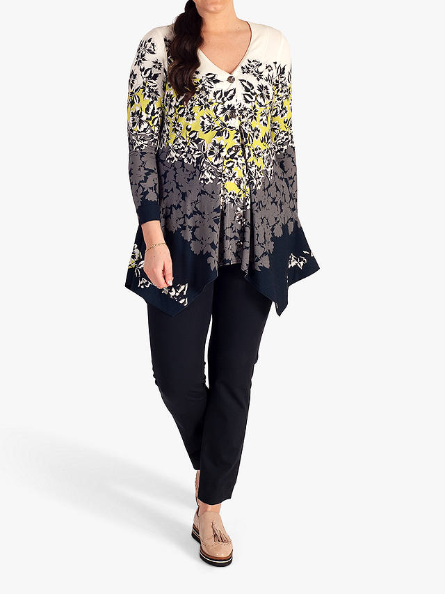 chesca V Neck Floral Tunic Top, Navy/Lime at John Lewis & Partners