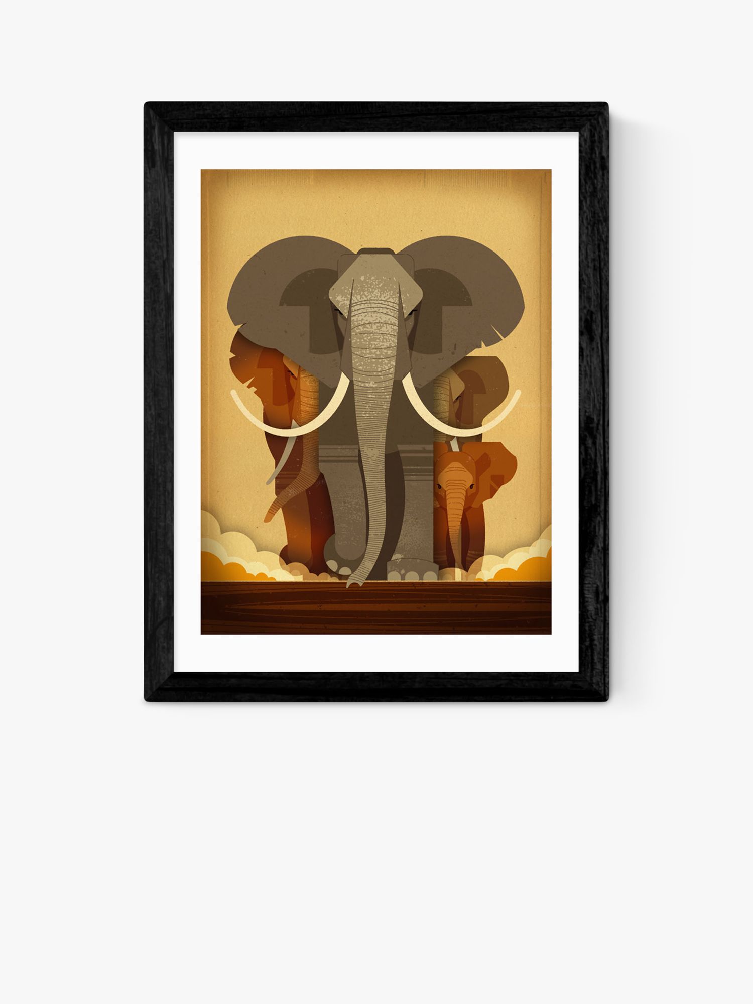 EAST END PRINTS Dieter Braun 'Elephant Stampede' Framed Print