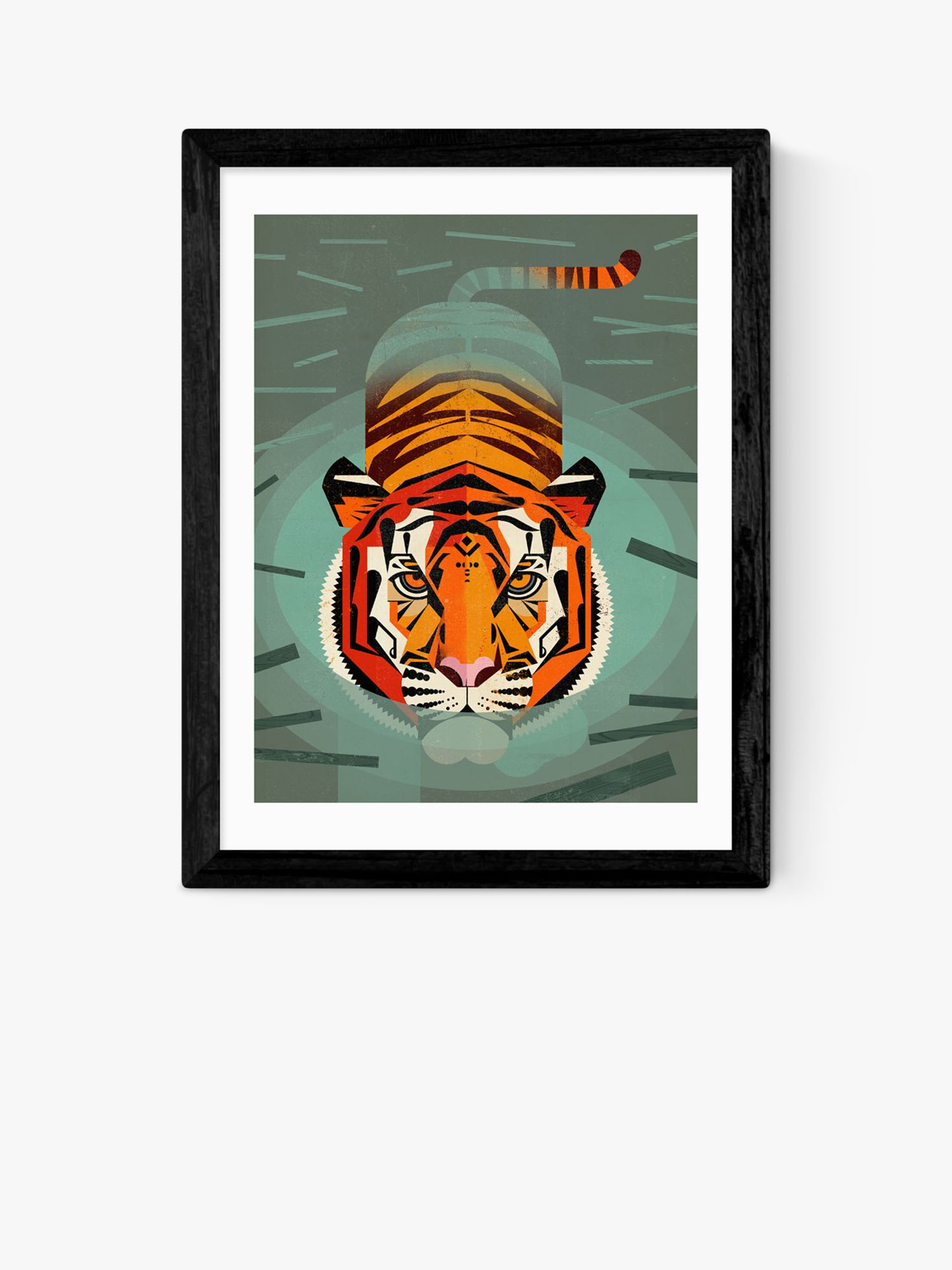 EAST END PRINTS Dieter Braun 'Swimming Tiger' Framed Print, Black Frame ...