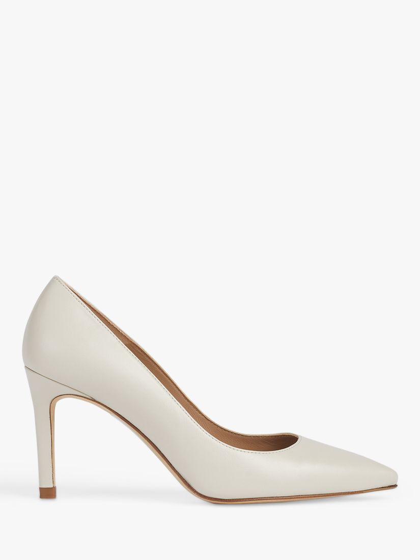 L.K.Bennett Floret Leather Court Shoes, Ecru at John Lewis & Partners