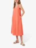 FatFace Lola Linen Blend Sleeveless Midi Dress, Coral Pink