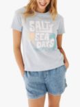 FatFace Salty Sea Days T-Shirt, Soft Blue