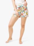 FatFace Jenny Jungle Tropic Print Pyjama Shorts, Coral Pink
