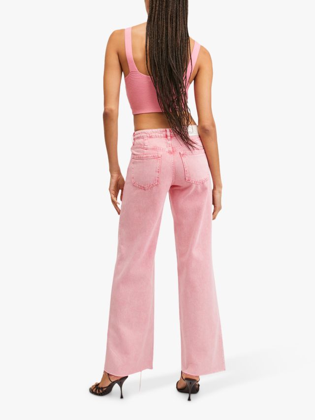 Mango Agnes Wide Leg Jeans, Pink, 8