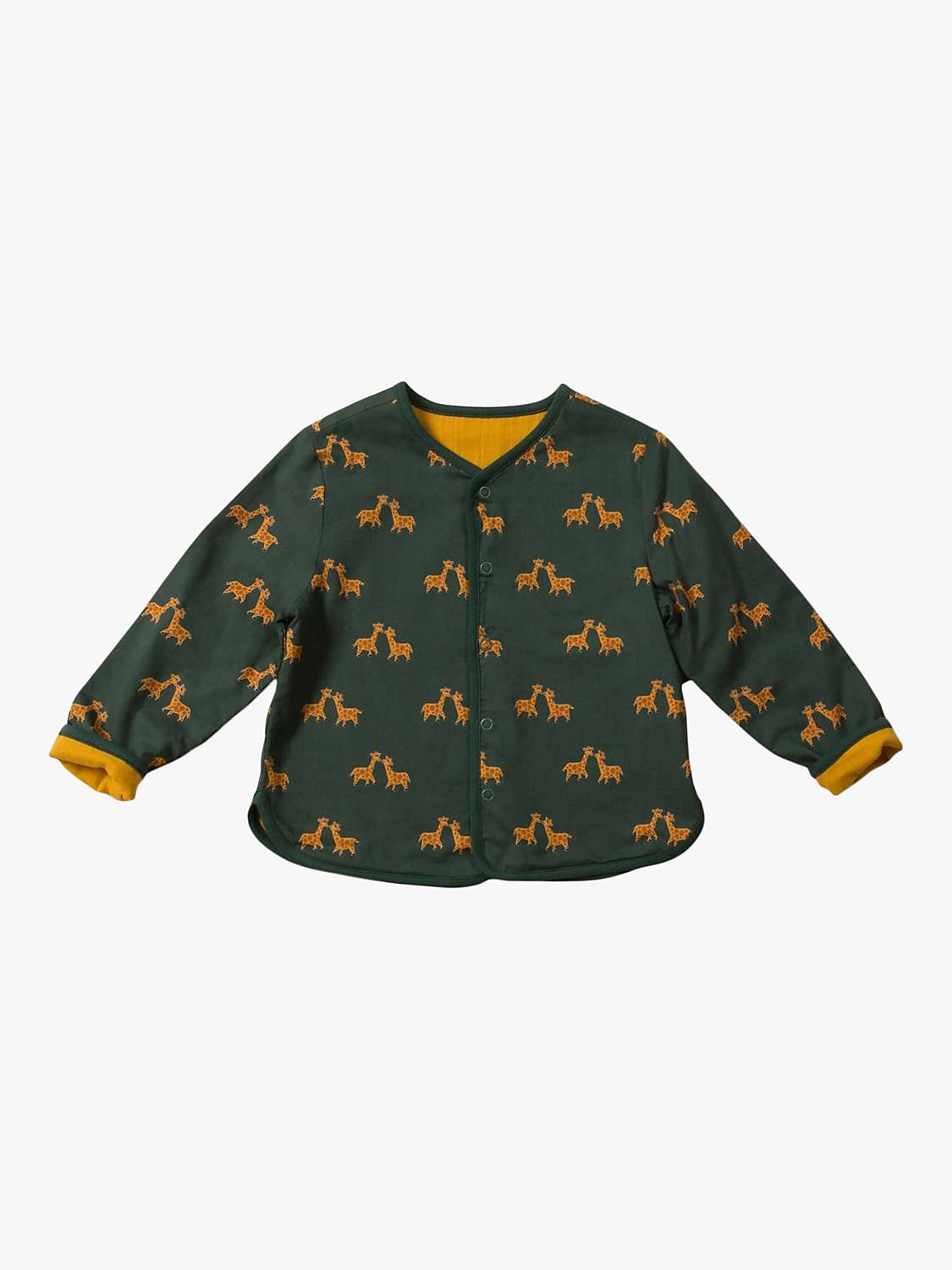Buy Little Green Radicals Baby Organic Cotton Giraffe Print Reversible Jacket, Green Online at johnlewis.com